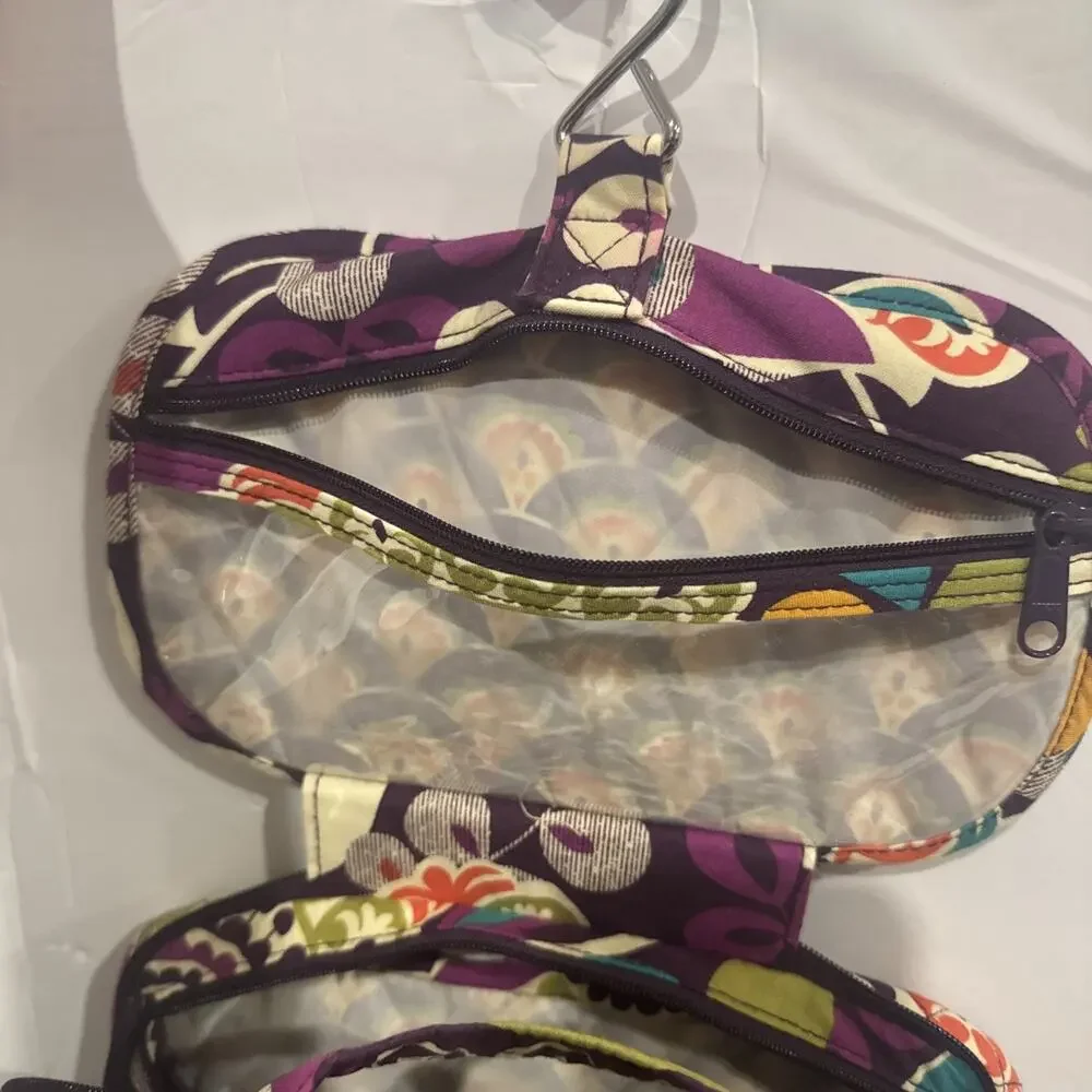 Vera Bradley Heather Retired Floral Cosmetic Travel Bag Purple Green 10x7.5”